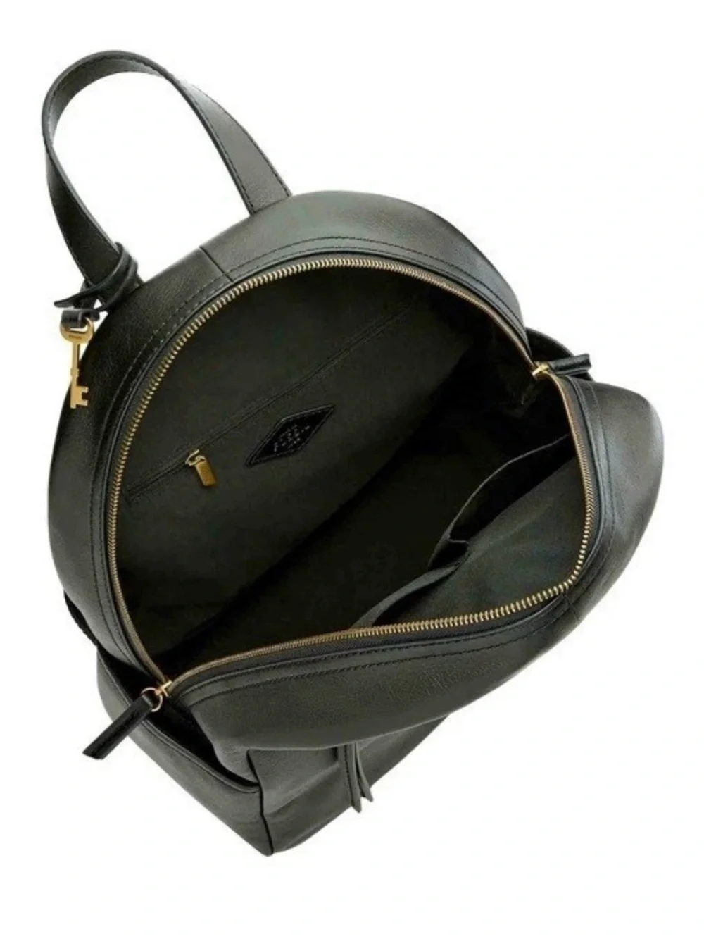 Fossil Black Leather Backpack with Gold Hardware